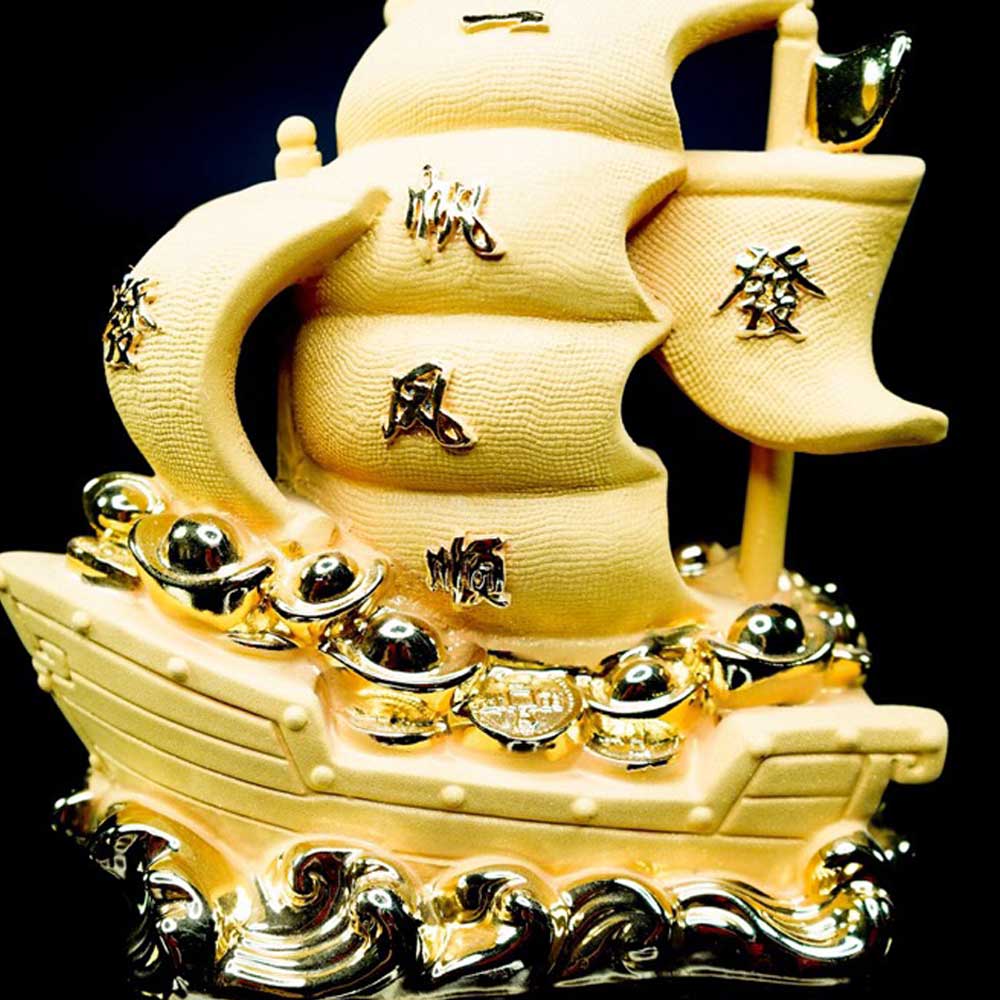 เรือสำเภา ฐานไม้ 