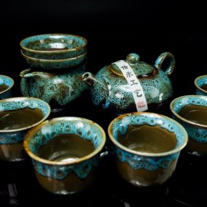 ชุดกาน้ำชาจีน กานํ้าชา สูง6ซม กว้าง10ซม ถ้วยชา มี6ใบ ขนาด สูง5ซม กว้าง7ซม